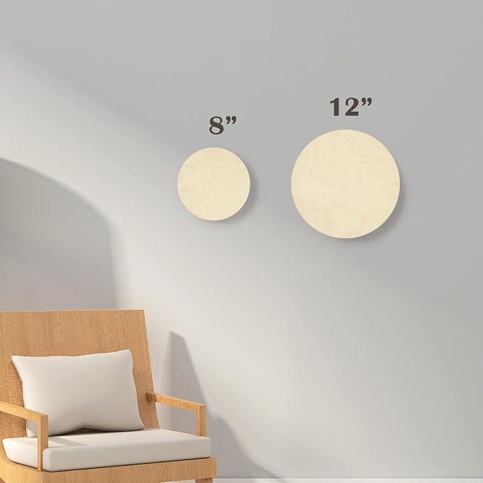 4 Pack 8'' &12'' Unfinished Round Birch Wood Panels | Studio 3/4’’ Deep Wood Canvas, Cradle Boards for Painting, Pouring, Burning, Crafts, Epoxy Resin, Laser Engraving Cutting - Image 9