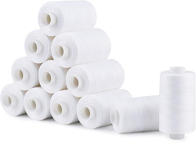 Simthread All Purposes Cotton Quilting Thread 50s/3 Thread for Piecing Sewing etc - 550 Yards Each (12 White) - Image 2