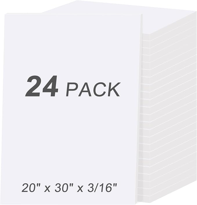 24 Pack White Foam Board 20" x 30", 3/16" (5MM) Thick Board Poster Acid-Free Foam Core, Double Sided Foamboard Sheets for Projects, Art, Craft, Presentations and Wedding Signage by MYFAMIREA