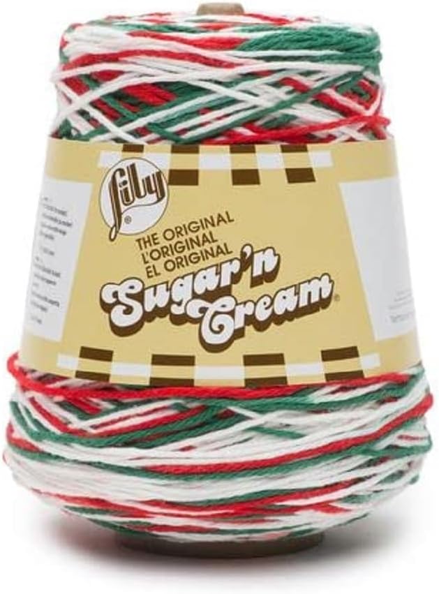 ILY Sugar'N Cream Cones Mistletoe Yarn - (Pack of 1) 400g/14oz - Cotton - 4 Medium - Knitting, Crocheting & Crafts | #4 Worsted Yarn, 100% Cotton Cone Yarn for Crochet, Knitting, Dishcloths and Crafts, 674 Yards, 400g/14.11oz, 1-Pack by Lily