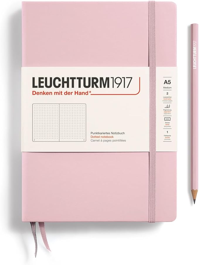 LEUCHTTURM1917 - Notebook Hardcover Medium A5-251 Numbered Pages for Writing and Journaling (Powder, Dotted) by LEUCHTTURM1917