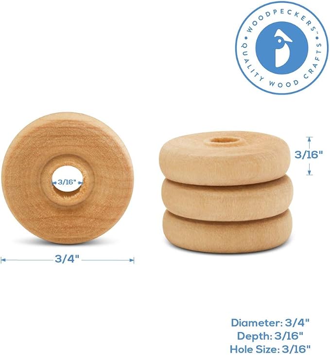 Classic Mini Wooden Wheels, Great for Crafts Too, 3/4 Inch Diameter, 3/16 Inch Thick, 3/16 Inch Hole, Pack of 250, by Woodpeckers - Image 5