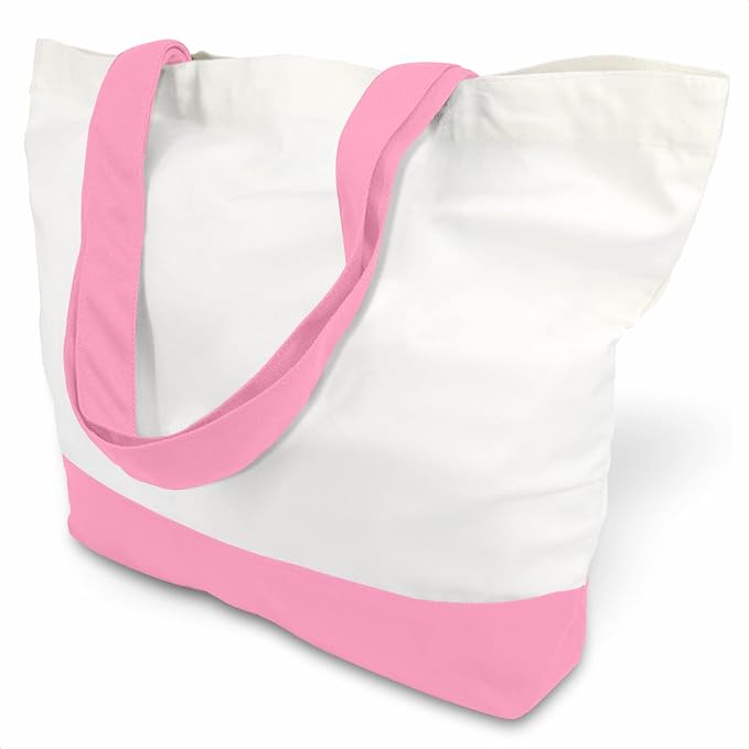 TOPDesign 3-Pack Super Strong Large 12oz Cotton Canvas Tote Bags, Reusable Grocery Shopping Cloth Bags, Fashionable Two-Tone Totes for Crafts, DIY Your Creative Designs by TOPDesign