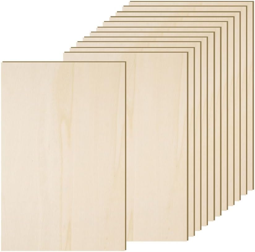 12 Pack 12 x 16 x 1/4 Inch-6mm Thick Basswood Sheets for Crafts Unfinished Plywood Boards Square Crafts Wood Sheets for DIY Laser Project, Wood Burning, Engraving, Staining, Architectural Model by AWIZOM