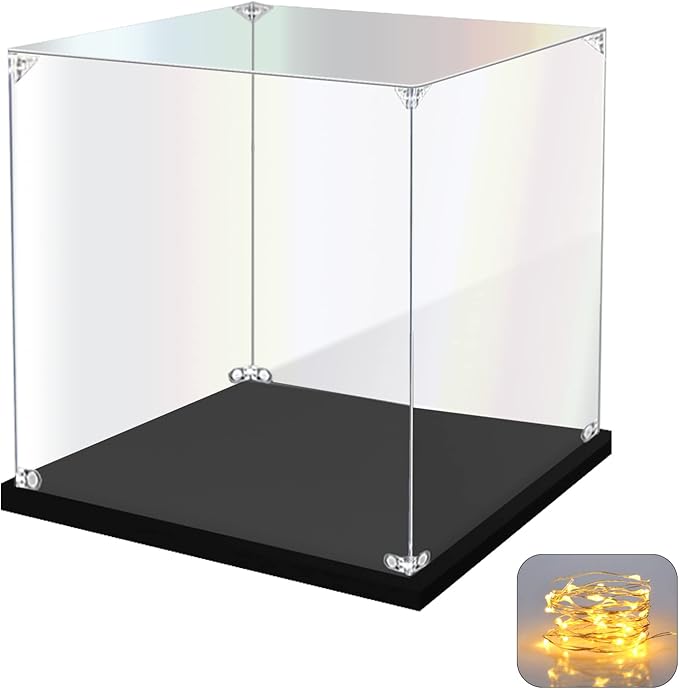 KOLIPI Acrylic Display Case for Collectibles, Clear Display Box 8x8x8 in | Plexiglass Box for Lego Figures Dolls Models, Dustproof Protection, Stable and Stackable, Assembly Required by KOLIPI