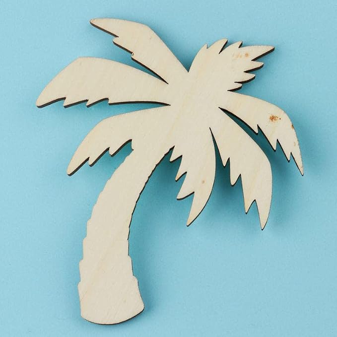 Pack of 24 Unfinished Wood Tropical Palm Tree Cutouts by Factory Direct Craft - Blank Palm Tree Wooden DIY Coastal Beach Shapes (4-1/2" x 5") by FactoryDirectCraft