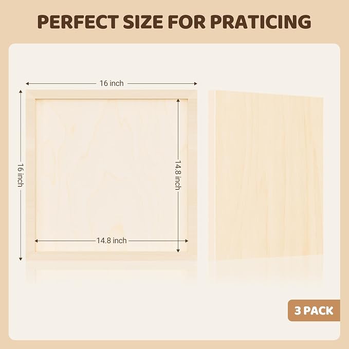 HANSILKHANSILK 16x16 Inch Wood Canvas Panels 6 Pack – Unfinished Wooden Art Boards for Acrylic, Oil & Mixed Media Painting, DIY Craft Projects for Artists, Beginners & Students - Image 2