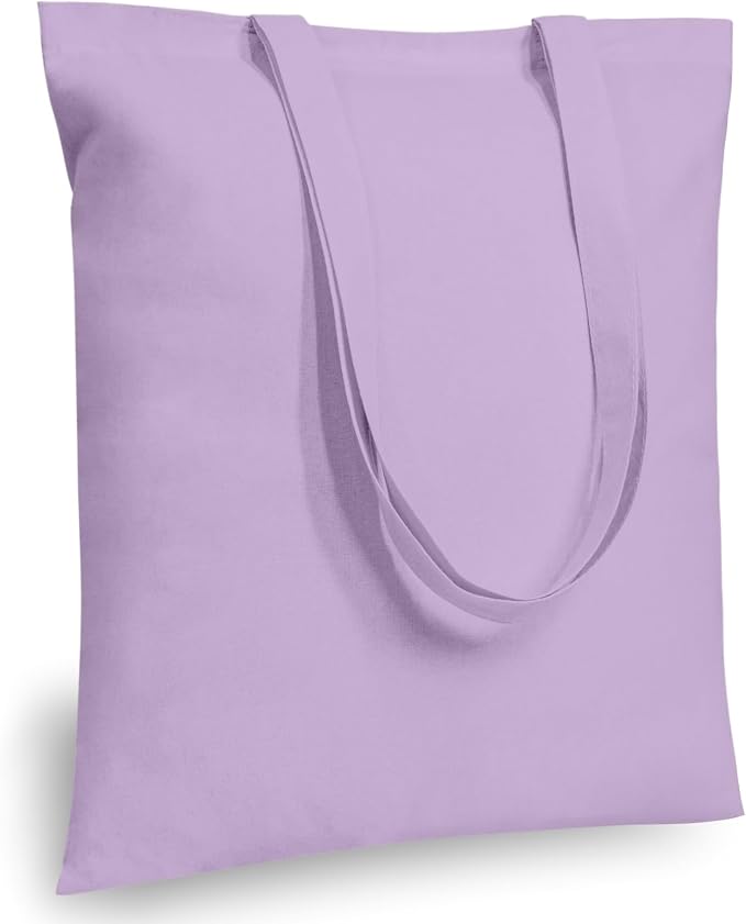 TOPDesign 6-Pack Economical 16"x15" Lavender Cotton Tote Bags, Lightweight Medium Reusable Grocery Shopping Cloth Bags, Suitable for DIY, Advertising, Promotion, Gift, Activity by TOPDesign