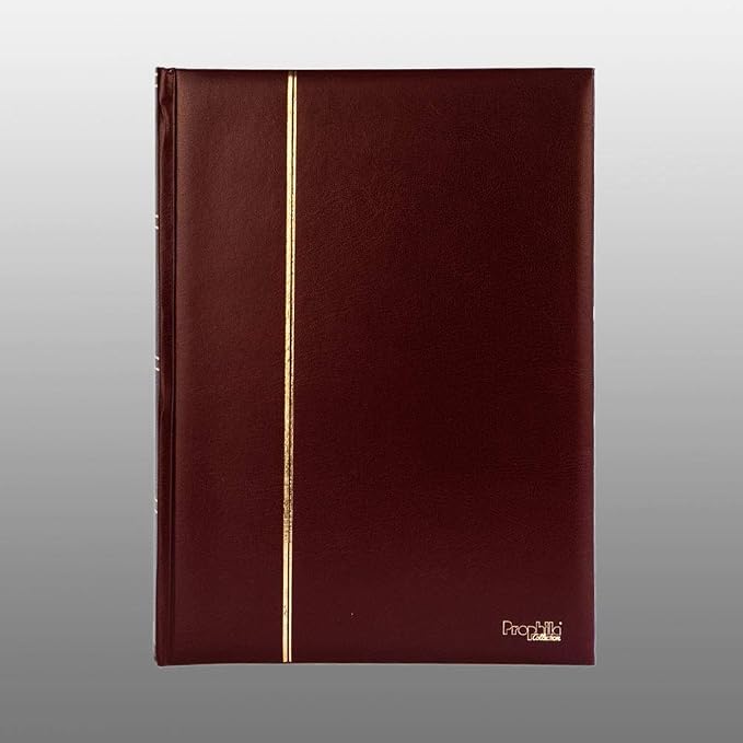 Prophila Stamp Album Stockbook 60 Black Sides, Leatherette Padded Red Cover - Image 2