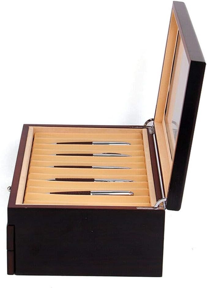 Ethedeal 3 Layer 34 Slots Display Box Wood Pen Display Case Fountain Pen Storage Box Gifts,Pen Display Case Storage, Fountain Pen Collector Organizer Box(34-Black) - Image 4
