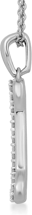 Jewelili Sterling Silver 1/6 Cttw Diamonds Bone Pendant Necklace for Women | Natural White Round Diamonds, 18" Rolo Chain with Lobster Claw Clasp, Fine Jewelry with Gift Box - Image 3