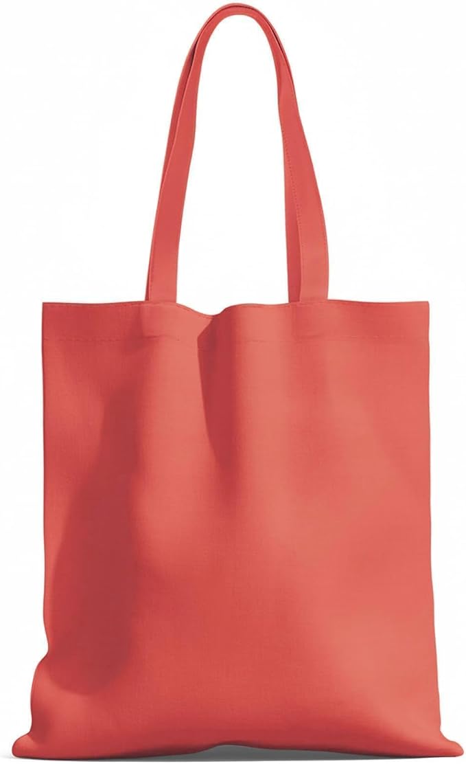 1 Pack Canvas Tote Bags With Handle, Canvas Shopping Bag, Coral red | 14 x 15-inch Natural Canvas Bags for Work, DIY, Shopping by MOLOVACase