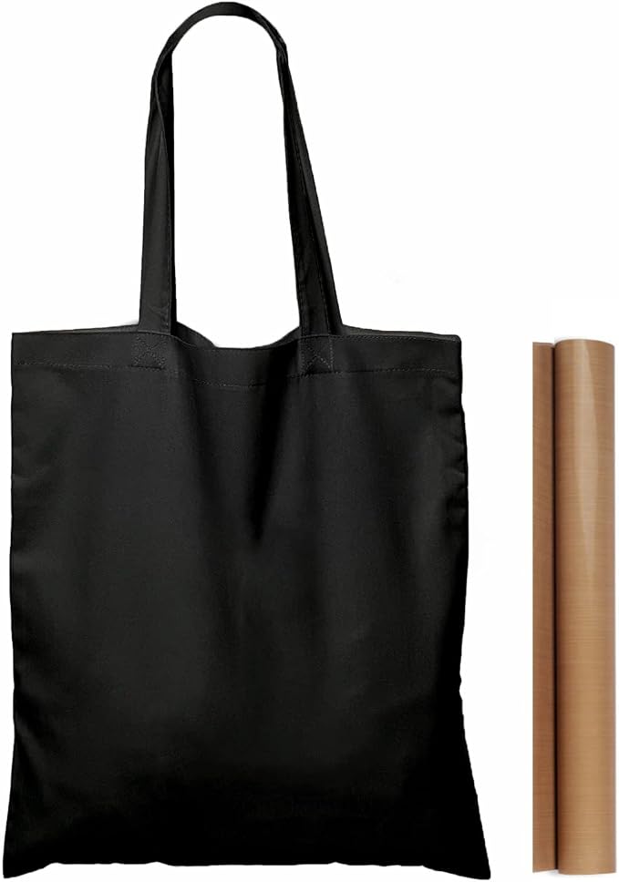 NPBAG 15 Pack 15'' X 16'' Black Cotton Tote Bags, Lightweight Blank Bulk Cloth bags with 1pc of PTFE Teflon Sheet by NPBAG