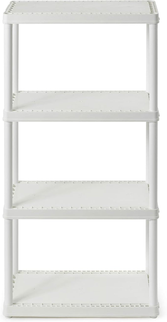 Gracious Living 4 Shelf Fixed Height Solid Light Duty Storage Unit 12 x 24 x 48" Organizer System for Home, Garage, Basement, & Laundry, White