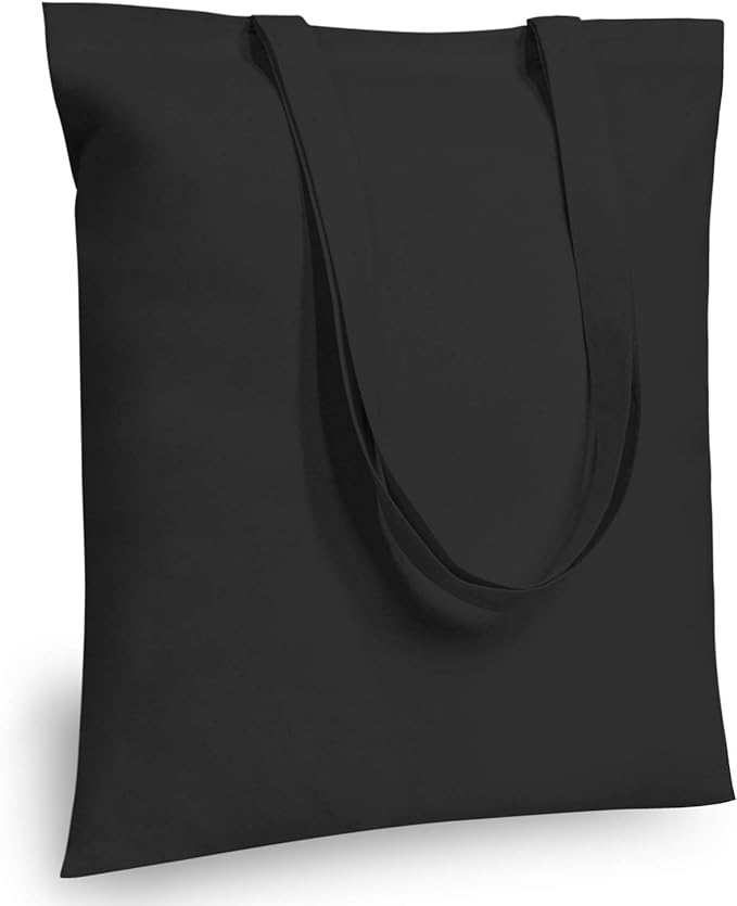 TOPDesign 24-Pack Economical 16"x15" Black Cotton Tote Bag, Lightweight Medium Reusable Grocery Shopping Cloth Bags, Suitable for DIY, Advertising, Promotion, Gift, Activity by TOPDesign