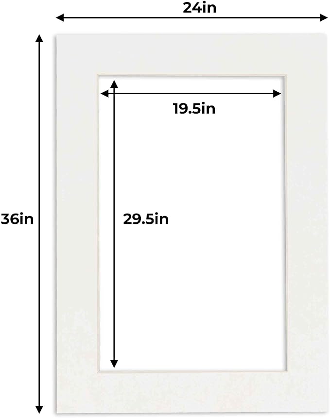 20x30 Mat for 24x36 Frame - Precut Mat Board Acid-Free Textured White 20x30 Photo Matte For a 24x36 Picture Frame, Premium Matboard for Family Photos, Show Kits, Art, Picture Framing, Pack of 1 Mat - Image 4