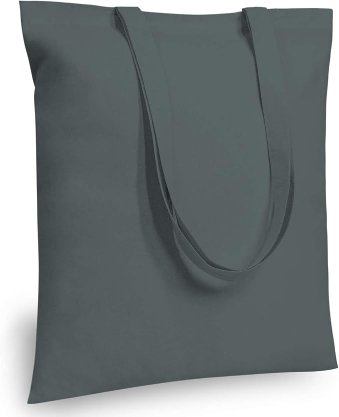 TOPDesign 24-Pack Economical 16"x15" Grey Cotton Tote Bag, Lightweight Medium Reusable Grocery Shopping Cloth Bags, Suitable for DIY, Advertising, Promotion, Gift, Activity by TOPDesign