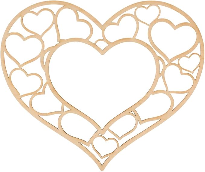 Blank Heart Frame Wood Cutouts 6-inch, 1/8 inch Thick, Pack of 25 Small Wooden Hearts for Crafts & Valentines Decor, by Woodpeckers by Woodpeckers