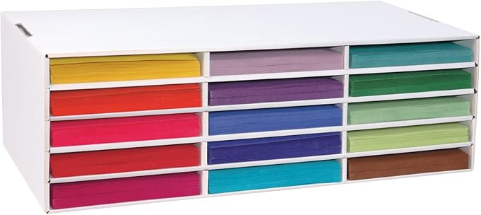 Classroom Keepers 9" x 12" Construction Paper Storage, 15-Slot, White, 9-3/8"H x 29-1/4"W x 12-7/8"D, 1 Unit - Image 2