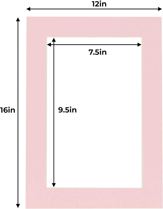 8x10 Mat for 12x16 Frame - Precut Mat Board Acid-Free Show Kit with Backing Board, and Clear Bags Soft Pink 8x10 Photo Matte Made to Fit a 12x16 Picture Frame Matboard for Framing, Pack of 25 Mats - Image 4