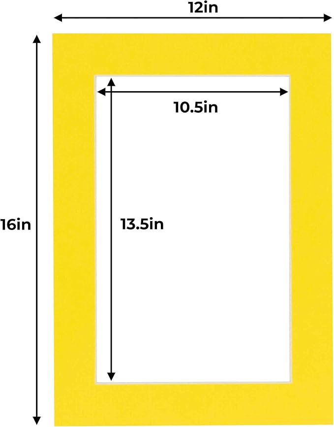 11x14 Mat for 12x16 Frame - Precut Mat Board Acid-Free Show Kit with Backing Board, and Clear Bags Yellow 11x14 Photo Matte Made to Fit a 12x16 Picture Frame Matboard for Framing, Pack of 10 Mats - Image 4