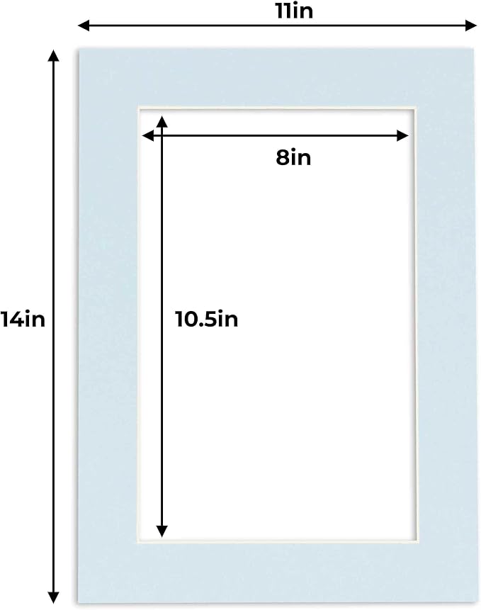 8.5x11 Mat for 11x14 Frame - Precut Mat Board Acid-Free Baby Blue 8.5x11 Photo Matte For a 11x14 Picture Frame, Premium Matboard for Family Photos, Show Kits, Art, Picture Framing, Pack of 25 Mats - Image 4