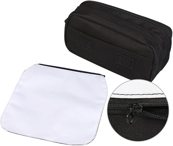 10 PCS Sublimation Printable Blank Pencil Case Pen Bag Multi-purpose Cosmetic Bag with Zipper DIY Craft Canvas Zipper Pouch Blank Makeup Bags Bulk Travel Toiletry Bag for Storage - Image 3