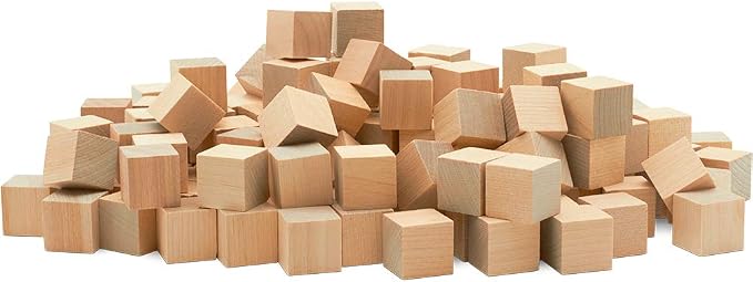 Woodpeckers Birch Wood 3/4 Inch Unfinished Craft Wood Blocks, Pack of 500 Square Wooden Cubes by Woodpeckers