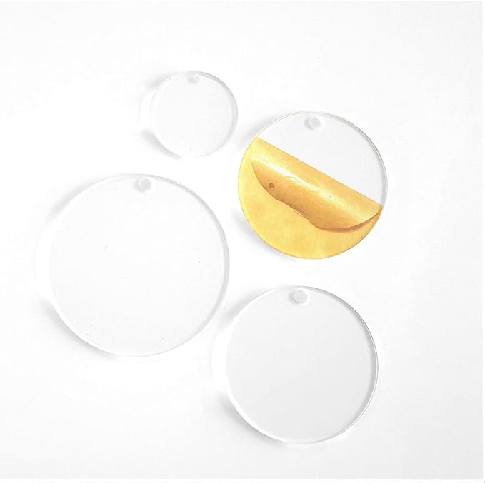25 ACRYLIC CIRCLE CLEAR BLANK DISCS WITH HOLE 1/8" THICK (Select Size) (0.63") - Image 2