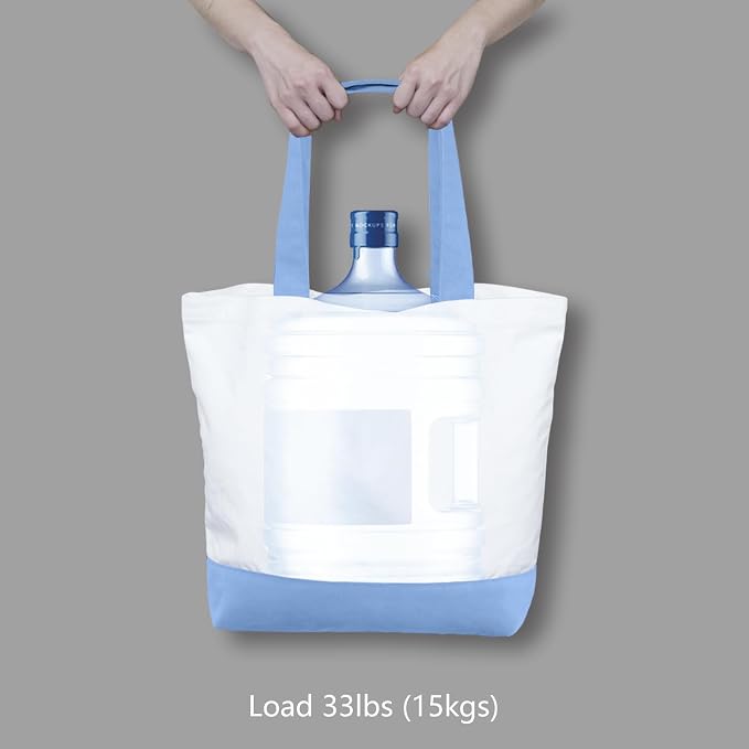 TOPDesign 1-Pack Super Strong Large 12oz Cotton Canvas Tote Bag, Reusable Grocery Shopping Cloth Bag, Fashionable Two-Tone Tote for Crafts, DIY Your Creative Designs - Image 6