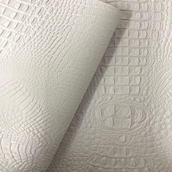 White Amazon 3D Embossed Gator Faux Leather Vinyl Fabric - Sold by The Yard - 56" - Image 2