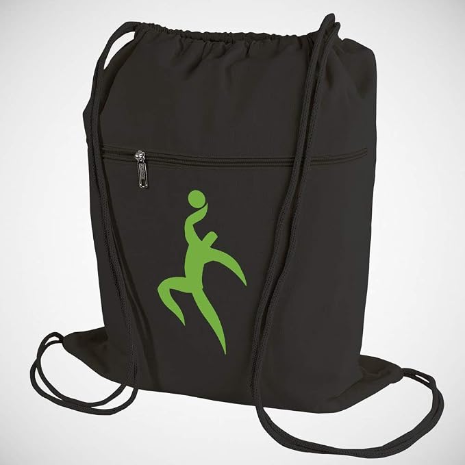 Cotton Canvas Drawstring Backpack with Zippered Front Pocket Cinch Sack Pull String Sport Bags for Gym, Hike Bags - Image 6