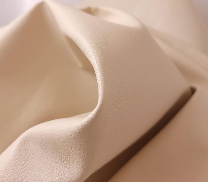 NAT Leathers | Soft Bone Faux Leather Upholstery Fabric by The Yard (Peta Approved Vegan) Smooth Synthetic PU Pleather 0.9mm | Bone 10 Yards (360"x54") - Image 3
