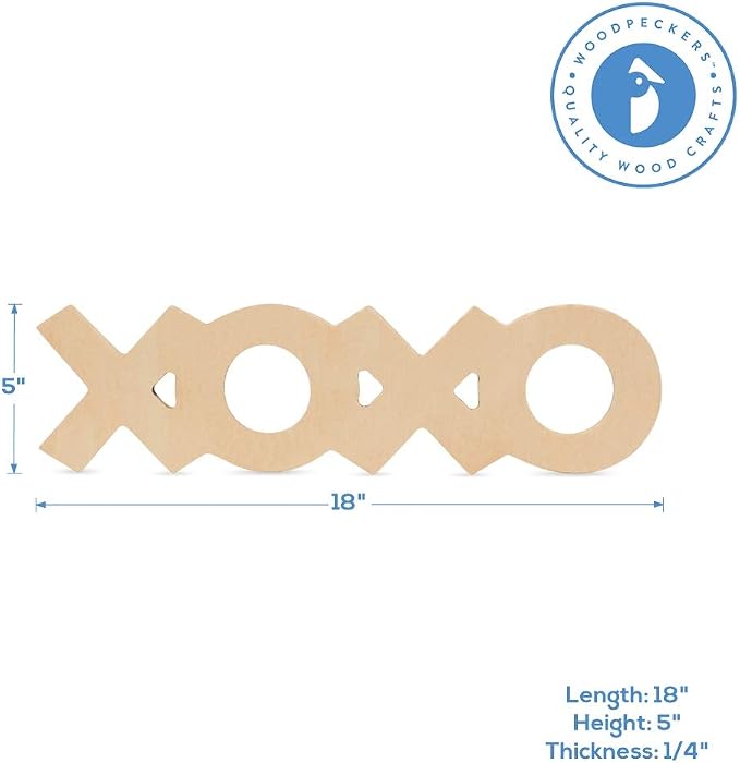 XOXO Unfinished Wooden Signs 18 inches, Pack of 6 XOXO Decor Letters, Wood Cutouts for Crafts and DIY Valentines Day Décor, by Woodpeckers - Image 2