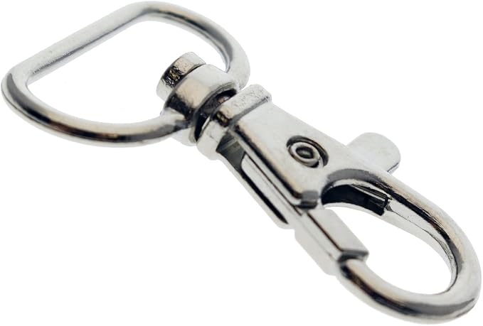 Bulk 100 Pack - Premium Metal Lobster Claw Clasps - Wide 3/4 Inch D Ring - 360° Swivel Trigger Snap Hooks - Great for DIY Lanyards, Keychain Clasps - Swivel Hooks for Purses by Specialist ID - Image 8