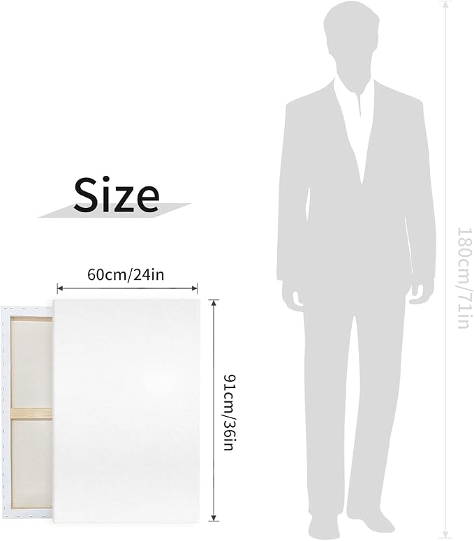 Pre Stretched Canvases for Painting 24x36 2 Pack Large Blank Canvas Boards for Acrylic Pouring and Oil Painting, 100% Cotton, 5-Time Gesso Primed - Image 2