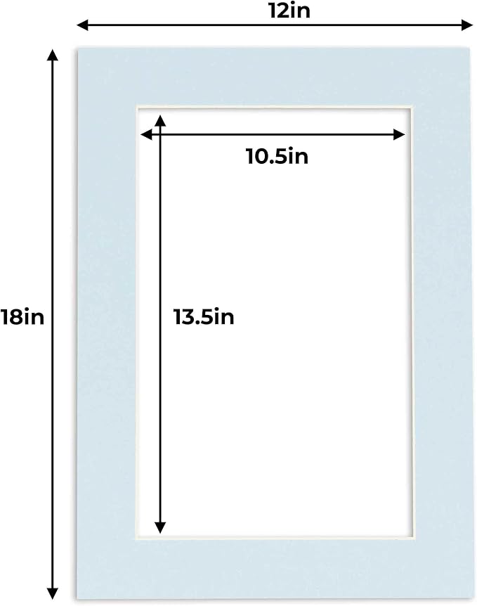 11x14 Mat for 12x18 Frame - Precut Mat Board Acid-Free Show Kit with Backing Board, and Clear Bags Baby Blue 11x14 Photo Matte Made to Fit a 12x18 Picture Frame Matboard for Framing, Pack of 10 Mats - Image 4