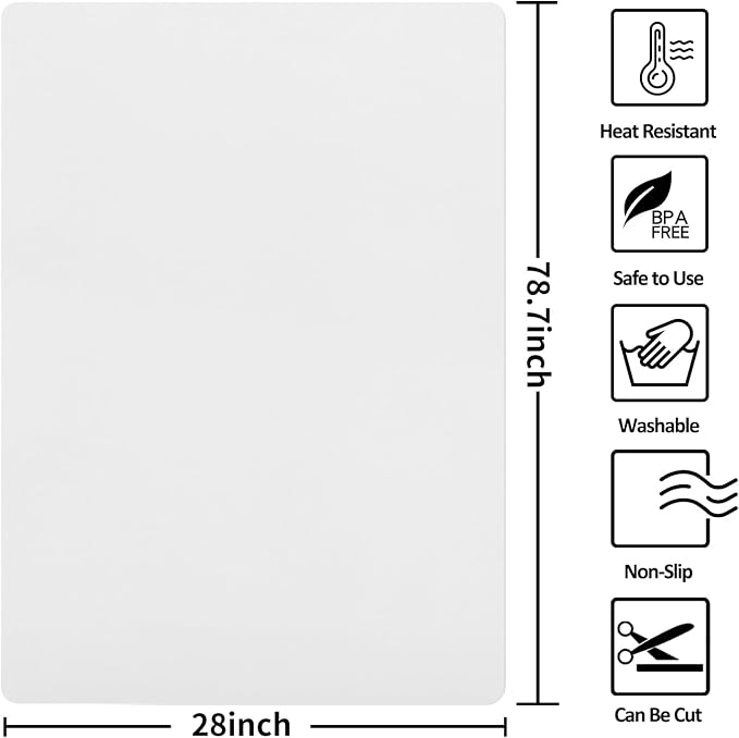 Extra Large Silicone Mat,Silicone Mats for Kitchen Counter Island Dinner Table Countertop Protector Heat Resistant Mat (78.7”L x 28”L, Translucent) - Image 2