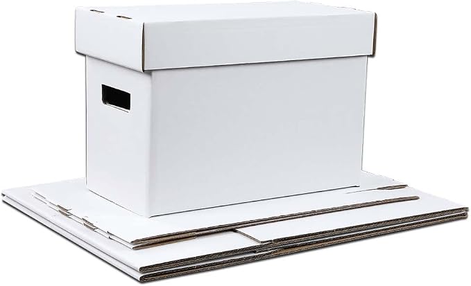 CROSSDESIGN Comic Book Storage Boxes 3 Pack, Corrugated Cardboard Moving | Organizer with Handles & Collapsible Lids, Holds 150-175 Comics, 15.8" x 11.42" x 8" - Image 9