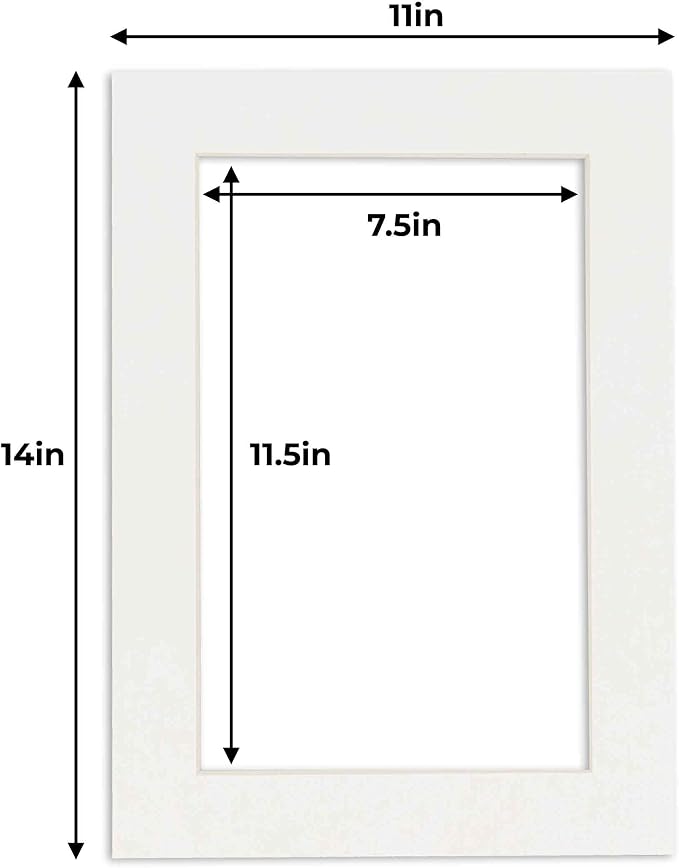 8x12 Mat for 11x14 Frame - Precut Mat Board Acid-Free Show Kit with Backing Board, and Clear Bags Textured White 8x12 Photo Matte For a 11x14 Picture Frame Matboard for Framing, Pack of 10 Mats - Image 4