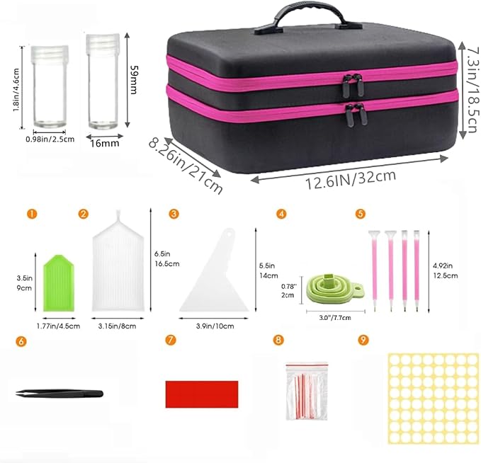 GZWENHAN 246 Slots Diamond Painting Storage Container, Diamond Painting Accessory kit, Diamond Art Accessories and Jewelry Craftsmanship Beads Storage Box, (Rose red) - Image 3