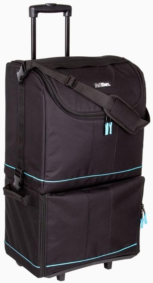 ArtBin 6922SP Tote Express Rolling Portable Art Craft & Sewing Storage Organizer Bag with Wheels-Fits Sewing Machine, 0, Black/Aqua - Image 2