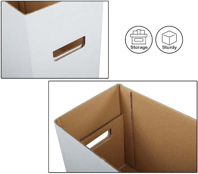 CROSSDESIGN Comic Book Storage Boxes 3 Pack, Corrugated Cardboard Moving | Organizer with Handles & Collapsible Lids, Holds 150-175 Comics, 15.8" x 11.42" x 8" - Image 7