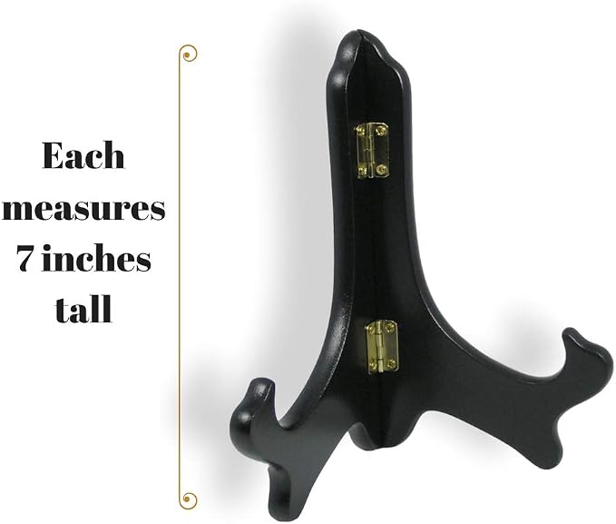 Black Wooden Easels Set of 12, 7 Inch Folding Display Stands for Plates, Plaques, Books, Tiles, Photos, Artwork & Small Signs, Premium Wood Tabletop Easel Holders for Home, Retail, Events & Craft Displays - Image 4
