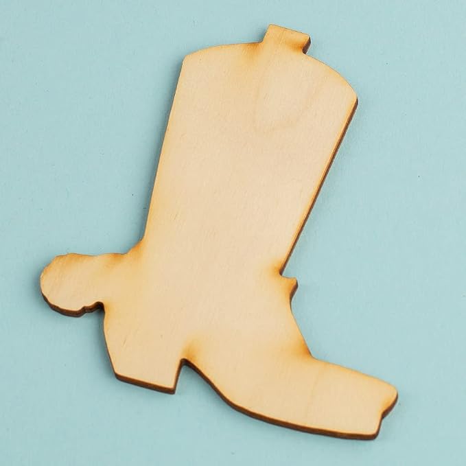 Pack of 24 Unfinished Wood Cowboy Boot Cutouts by Factory Direct Craft - Wooden Western Rodeo Cowboy Cowgirl Boot Shapes for Crafts and DIY Projects (Size: 4-1/4" H x 3-3/4" W) - Image 4
