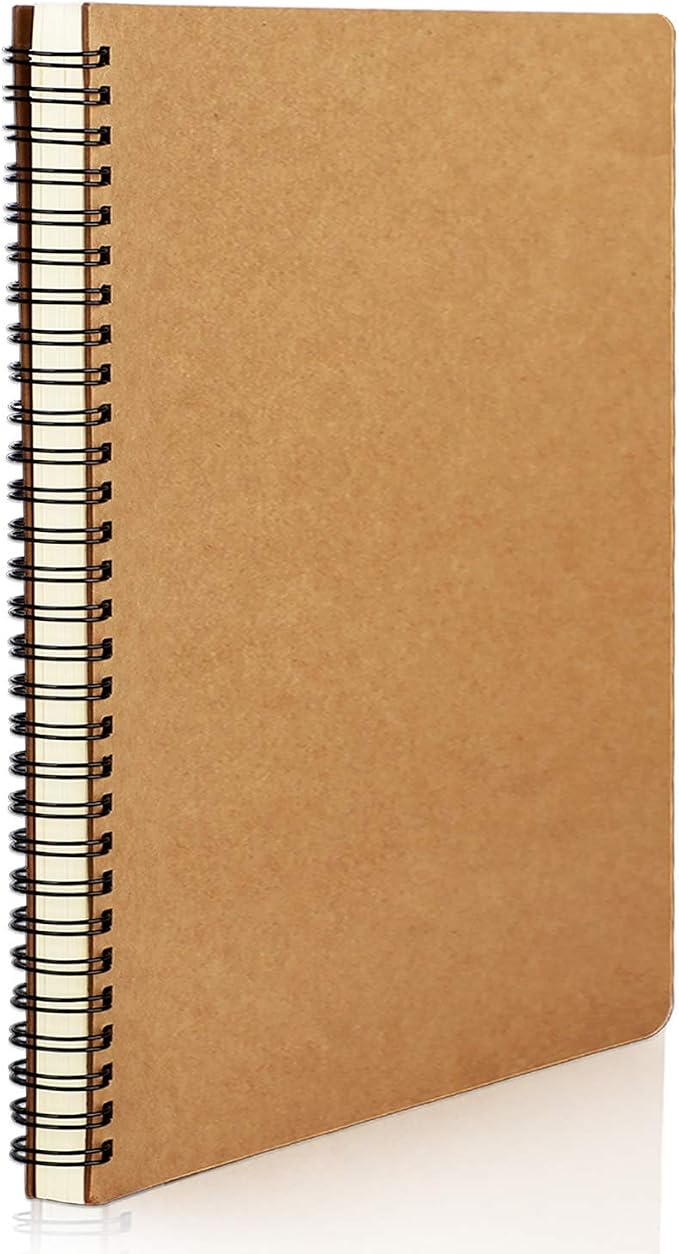 EUSOAR Kraft Hardcover Spiral Notebook, A5 1pack 5.5"X8.3" 160 Pages College Ruled Lined Travel Writing Notebooks Journal, Memo Notepad Sketchbook, Students Office Business Subject Diary Book Journal by EUSOAR