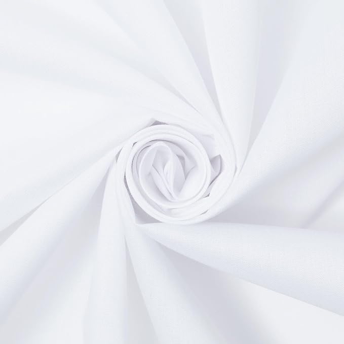 Cotton Polyester Broadcloth (44/45 Inch) Plain Weave Fabric by The Yard - for Sewing Fashion Apparel, Decor, & More (White, 10 Yards) by FWD