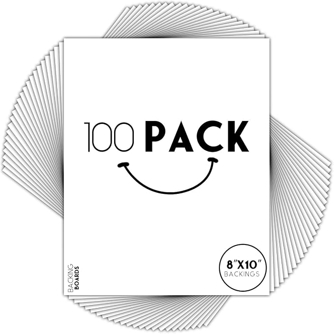 Golden State Art 8x10 Uncut Backing Boards, 100 Pack White Backboards | 4-Ply Thickness Uncut Mats Backing for Prints, Framing Backing, DIY Projects, Presentation Boards, Art Crafts by GoldenStateArt