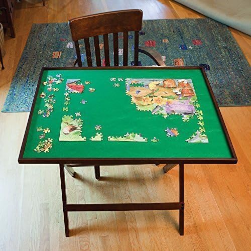 Bits and Pieces Portable Puzzle Board - Compact Folding Puzzle Table with Large Puzzling Area for 1500 Piece Jigsaw Puzzles, Attractive Wood, Space Saving Design, 26 in. x 34 in. x 28 in. High - Image 2