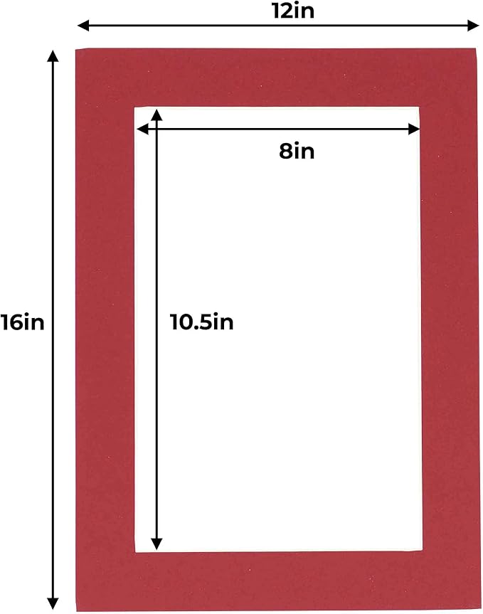 8.5x11 Mat for 12x16 Frame - Precut Mat Board Acid-Free Deep Red 8.5x11 Photo Matte For a 12x16 Picture Frame, Premium Matboard for Family Photos, Show Kits, Art, Picture Framing, Pack of 1 Mat - Image 4
